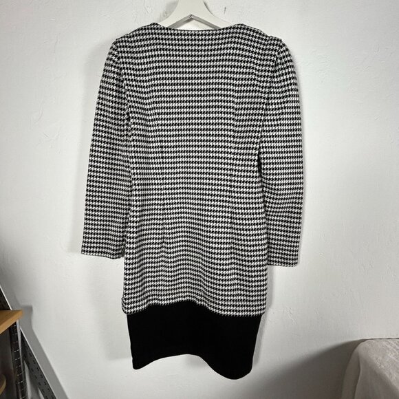 Eber San Francisco Womens Houndstooth Button Front Bodycon Dress Size 11 Career - Picture 2 of 8